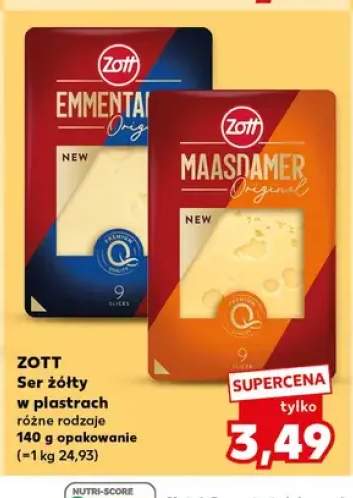 Ser żółty w plastrach Emmental Zott +1 wariant
