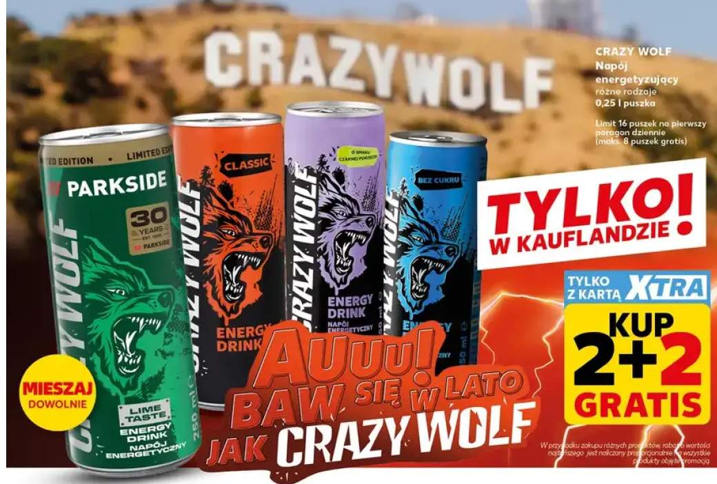 Napój energetyzujący Crazy Wolf Classic +2 warianty