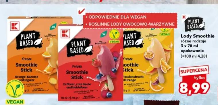 Lody smoothie K-Classic Plant Based Orange Karotte und Ingwer 3-pak 70 ml +2 warianty