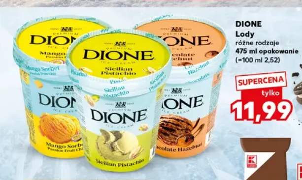 Lody Dione Mango Sorbet Passion Fruit Chia +2 warianty