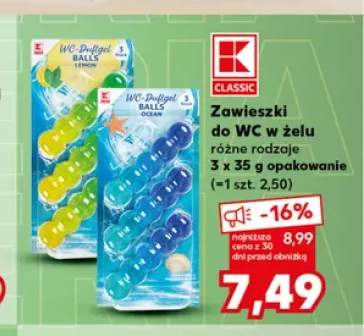 Zawieszki do WC w żelu K-Classic WC-Duftgel Lemon 3-pak +1 wariant