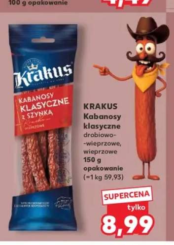Kabanosy klasyczne drobiowo-wieprzowe Krakus +1 wariant