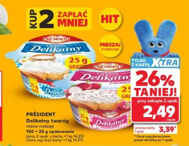 Twaróg Delikatny naturalny Président +1 wariant