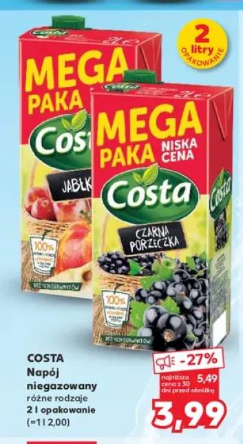 Napój niegazowany Costa Jabłko +1 wariant