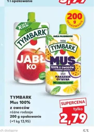Mus 100% z owoców Tymbark Jabłko +1 wariant