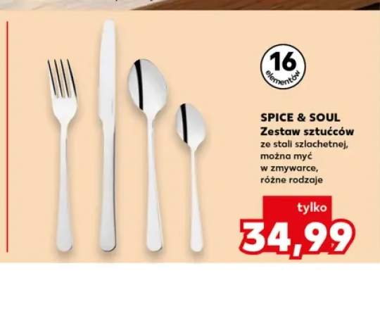 Zestaw sztućców ze stali szlachetnej SPICE & SOUL 16 elementów