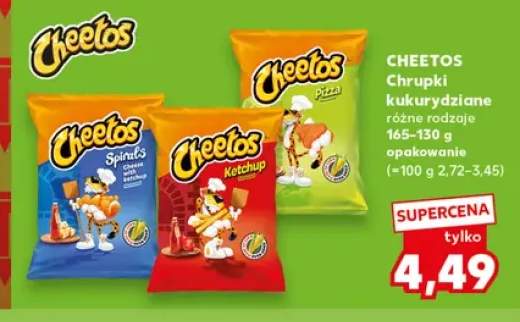 Chrupki kukurydziane Cheetos Spirals Cheese with ketchup +2 warianty