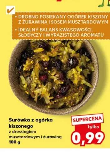 Surówka z ogórka kiszonego z dressingiem musztardowym i żurawiną