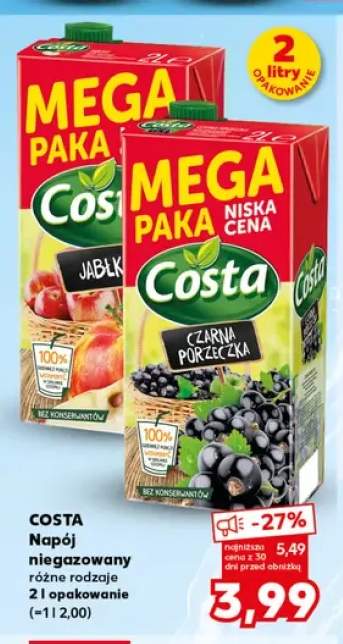 Napój niegazowany Costa Jabłko +1 wariant