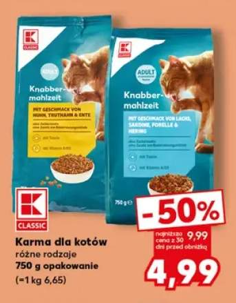 Karma dla kotów Knabber-mahlzeit z kurczakiem indykiem i kaczką K-Classic +1 wariant