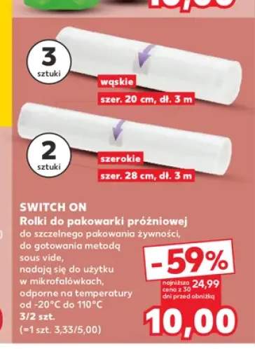 Rolki do pakowarki próżniowej Switch On szerokie 28 cm 2-pak +1 wariant