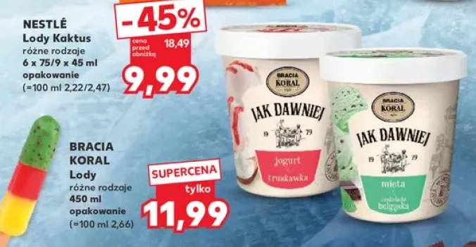 Lody Jak Dawniej jogurt truskawka Bracia Koral +1 wariant