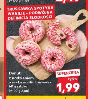 Donut z nadzieniem o smaku wanilii i truskawek