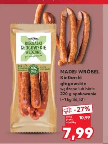 Kiełbaski głogowskie wędzone Madej Wróbel +1 wariant