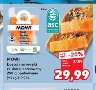 Łosoś norweski ze skórą porcjowany Mowi
