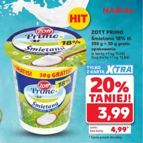 Śmietana 18% tłuszczu Zott Primo