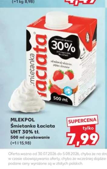 Śmietanka Łaciata UHT 30% tłuszczu Mlekpol