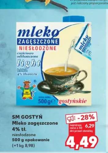Mleko zagęszczone niesłodzone light 4% tłuszczu SM Gostyń