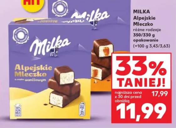 Praliny Milka Alpejskie Mleczko o smaku waniliowym