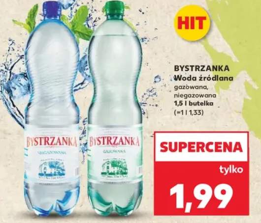 Woda źródlana niegazowana Bystrzanka +1 wariant