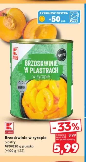Brzoskwinie w syropie plastry K-Classic