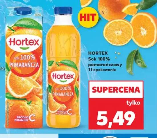 Sok 100% pomarańczowy Hortex karton