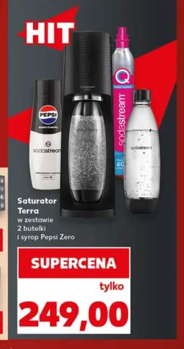Saturator Sodastream Terra w zestawie z 2 butelkami i syropem Pepsi Zero