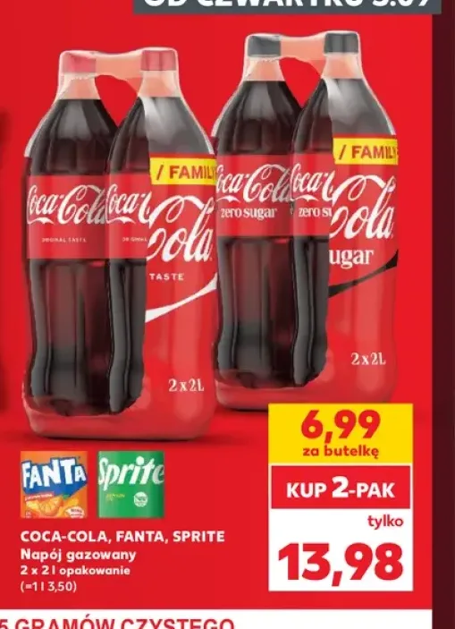 Napój gazowany Coca-Cola 2-pak 2 l +3 warianty