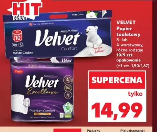 Papier toaletowy 3-warstwowy Velvet +1 wariant