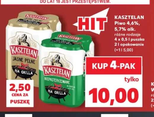 Piwo Kasztelan 4-pak 500 ml +1 wariant