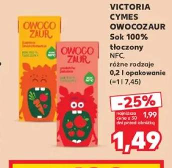Sok tłoczony NFC Victoria Cymes Owocozaur jabłko marchewka 100% +1 wariant