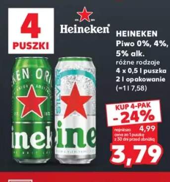 Piwo Heineken 4-pak 500 ml +2 warianty
