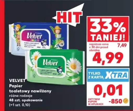 Papier toaletowy nawilżany Velvet Junior +1 wariant