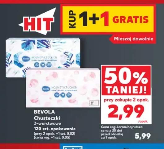Chusteczki 3-warstwowe Bevola
