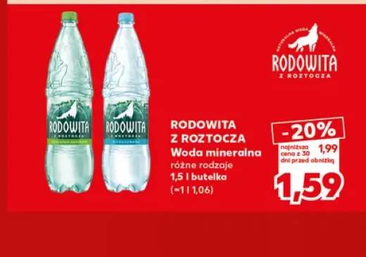 Woda mineralna gazowana delikatnie Rodowita z Roztocza +1 wariant