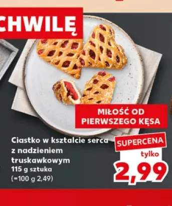 Ciastko w kształcie serca z nadzieniem truskawkowym