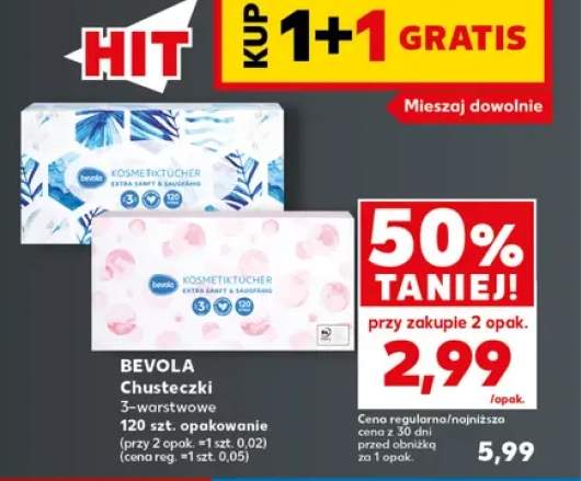 Chusteczki 3-warstwowe Bevola