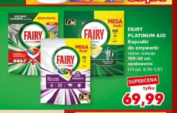 Kapsułki do zmywarki Platinum Plus Fairy +3 warianty