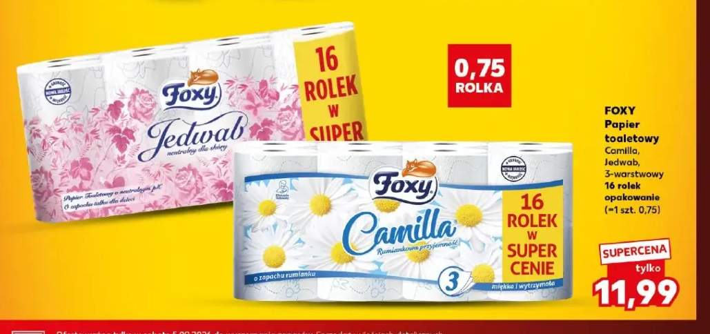 Papier toaletowy Camilla 3-warstwowy 16-pak Foxy +1 wariant