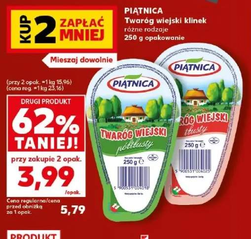 Twaróg wiejski klinek półtłusty Piątnica +1 wariant