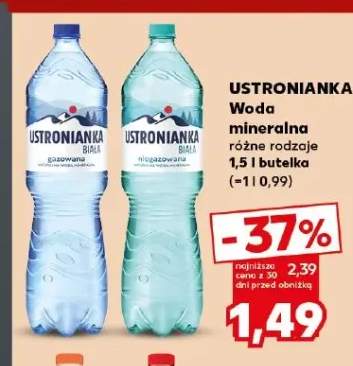 Woda mineralna gazowana Ustronianka Biała +1 wariant