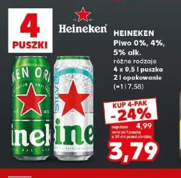 Piwo Heineken Original 4-pak +1 wariant