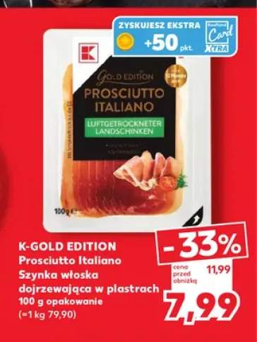 Prosciutto Italiano szynka włoska dojrzewająca w plastrach K-Gold Edition