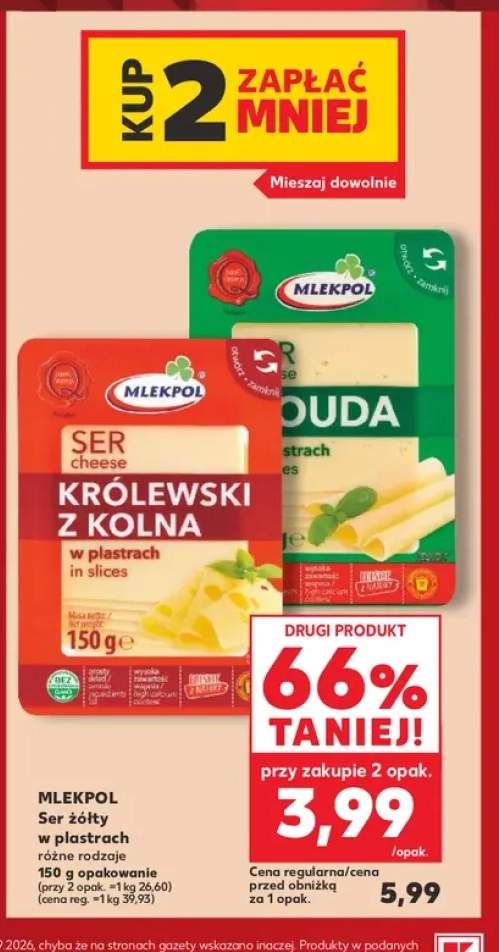 Ser królewski z Kolna w plastrach Mlekpol +1 wariant