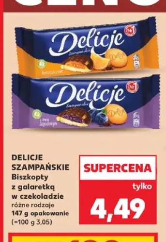 Biszkopty z galaretką w czekoladzie pomarańczowe Delicje Szampańskie +1 wariant