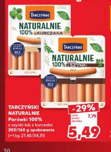 Parówki 100% z szynki Tarczyński Naturalnie +1 wariant