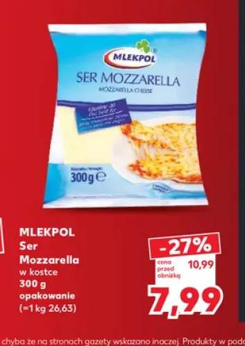 Ser Mozzarella w kostce Mlekpol