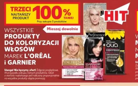 Produkty do koloryzacji włosów marek L'Oréal i Garnier +4 warianty