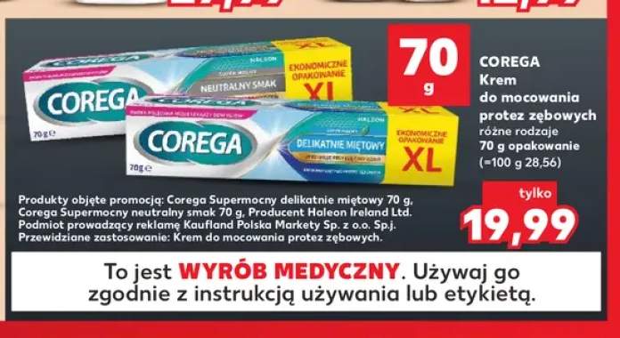 Krem do mocowania protez zębowych Corega Supermocny neutralny smak +1 wariant
