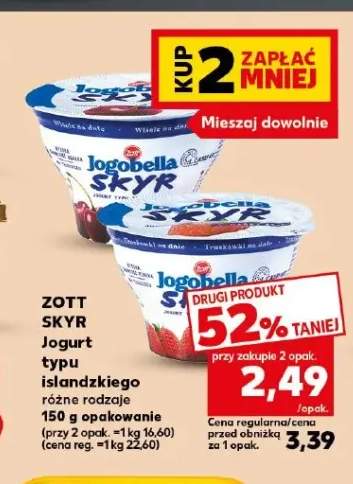 Jogurt typu islandzkiego Skyr wiśnie na dnie Zott +1 wariant